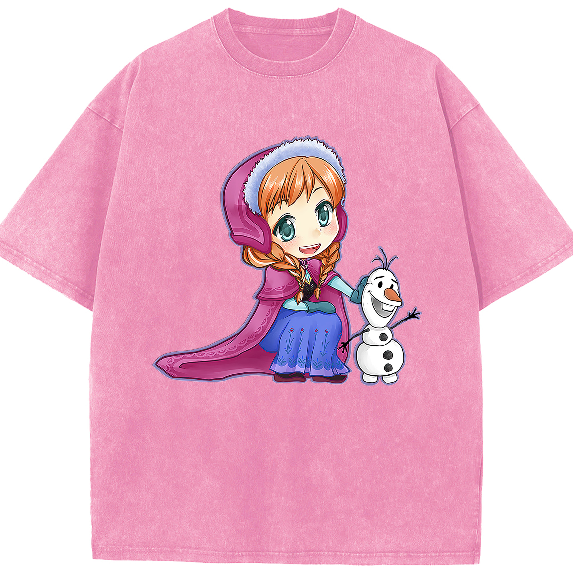 （画像用） アナと雪の女王 アンナ エルサ Frozen Anna Elsa 綿100% ヴィンテージ風 半袖Tシャツ（フロントプリント）